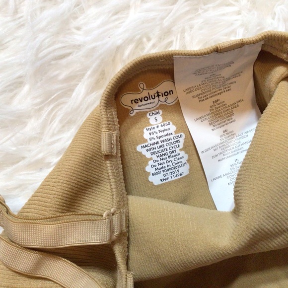 NWT Revolution Dancewear Leotard Nude Camisole 6050 Girls Tan Beige Small 4 5 6 - Picture 2 of 3